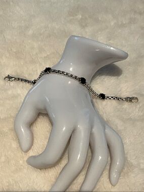 John Hardy Silver Bracelet with Black Stone Details